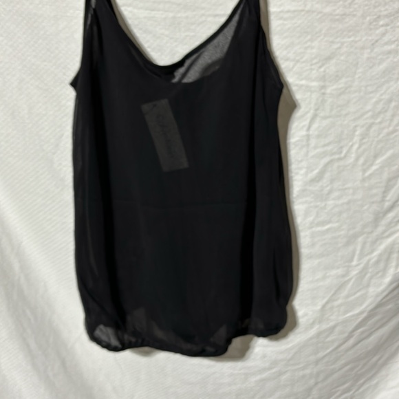 Calvin Klein M black silk spaghetti strap tank lined elastic waist nwt perfect - Picture 7 of 9